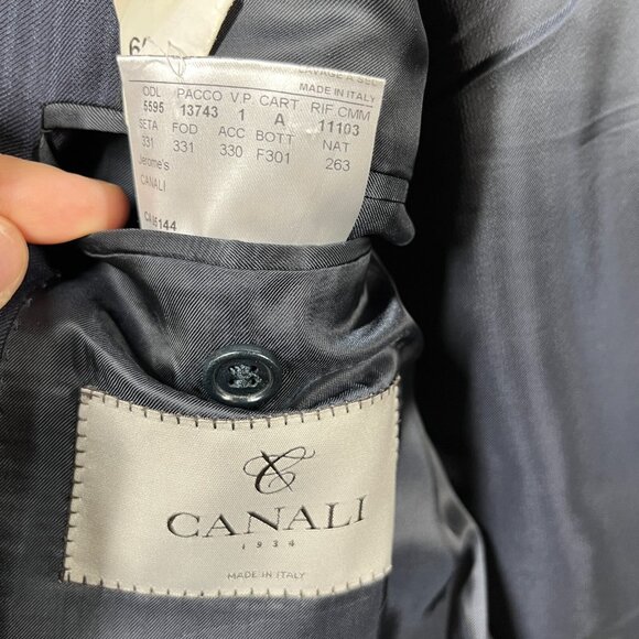 Canali Jerome's Blazer Men Size 54R Blue Pinstripe Pure Wool Lightweight Classic - Picture 4 of 10